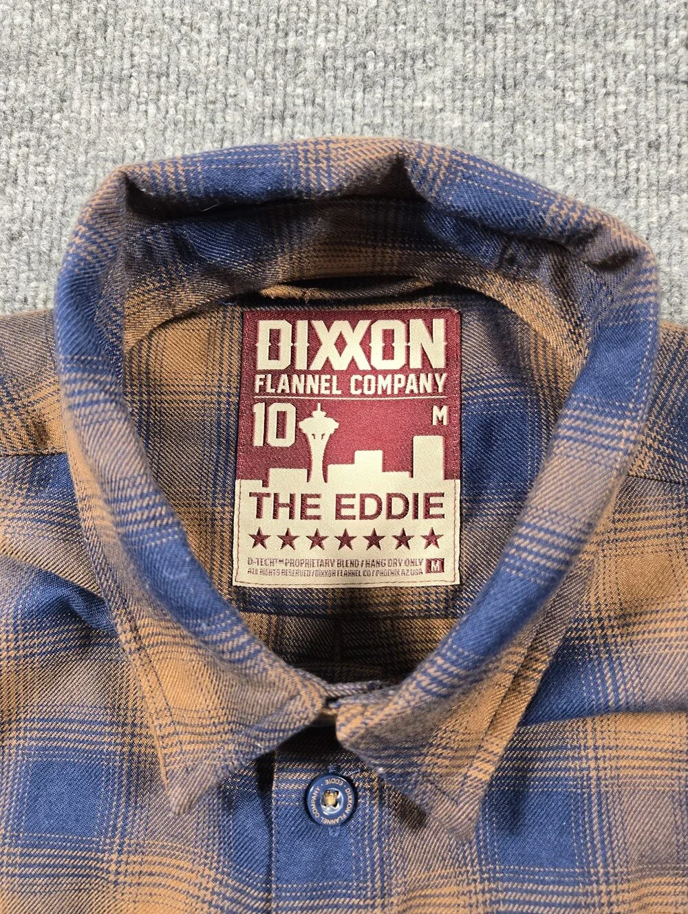 Dixxon Flannel The Eddie 10th Anniversary Blue Brown Plaid Shirt Men's Medium